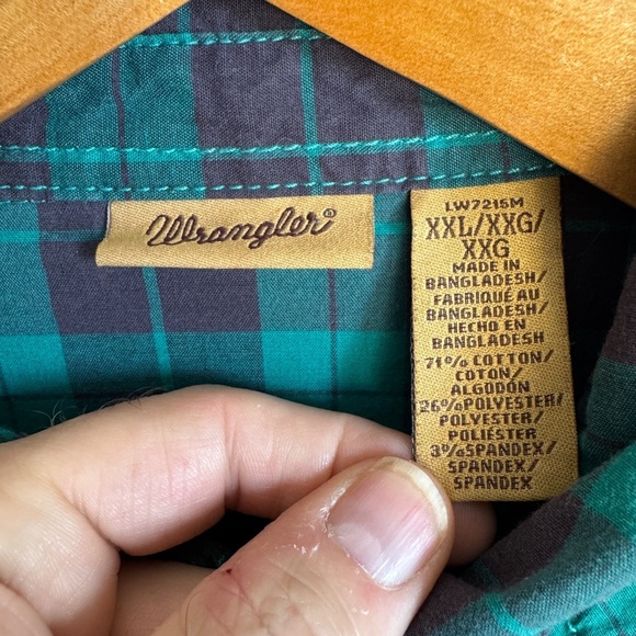 Wrangler Women's Vintage Western Plaid Pearl Snap Shirt Green XXL Rodeo Stampede - Picture 2 of 14